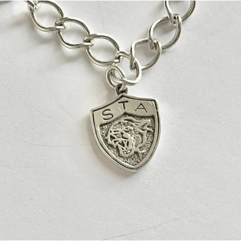 1960s 925 Sterling St. Thomas Aquinas Catholic School Dallas TX 4-Charm Bracelet - Picture 6 of 12